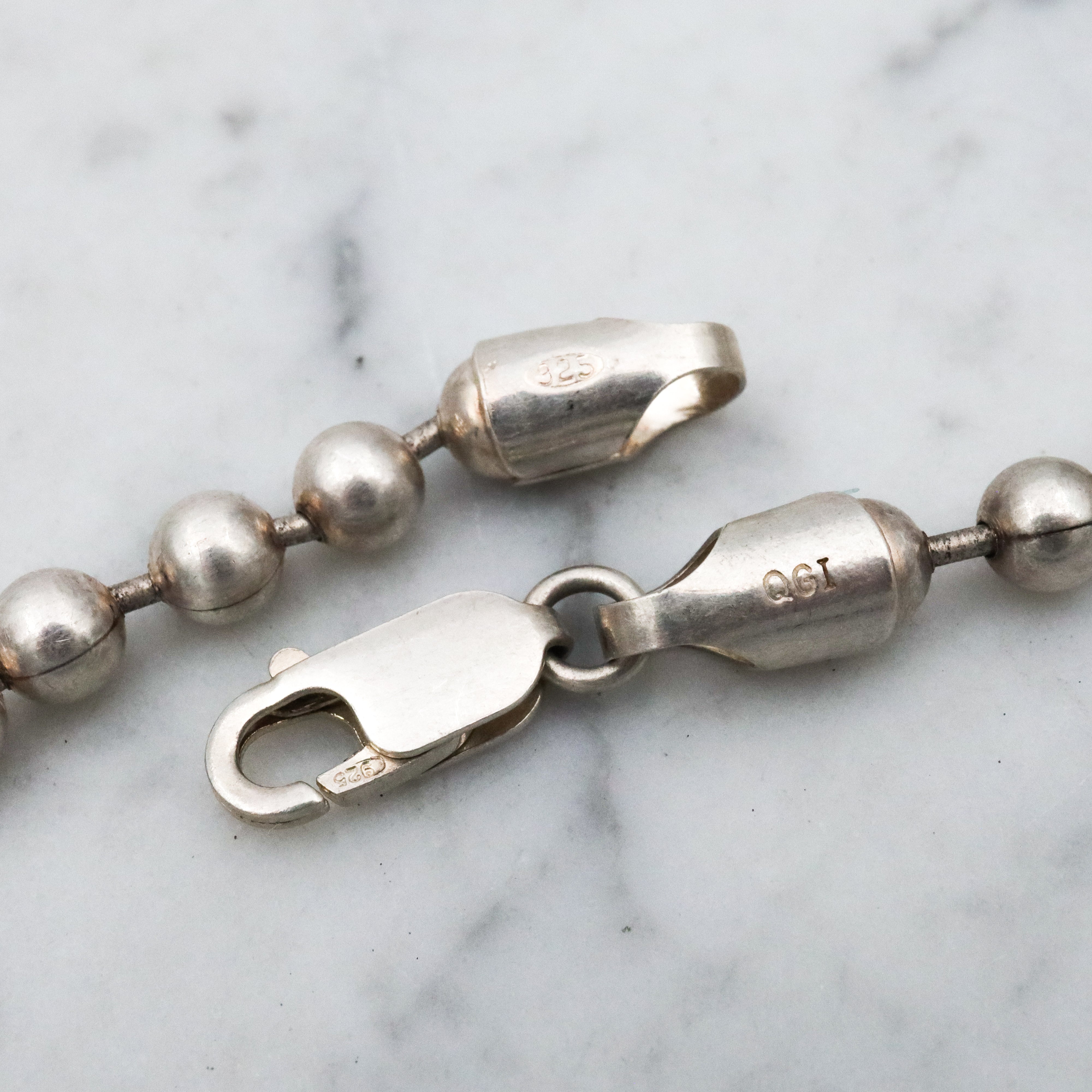 Vintage Italian sterling 5mm ball chain necklace, 32"